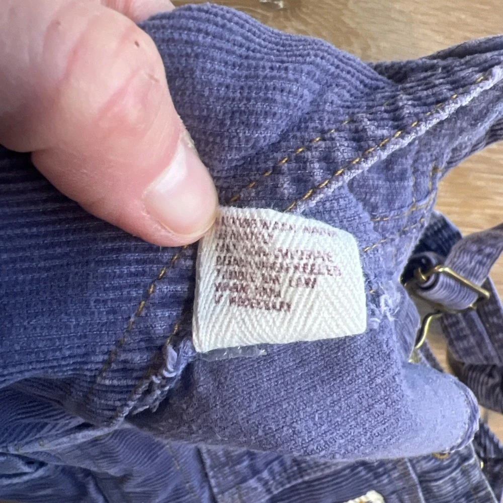 Vintage Baby‎ Gap Blue Jeans Infant 3-6 Mos Corduroy Overalls Snap Crotch Purple - Picture 8 of 8